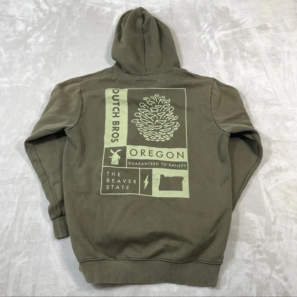 Dutch Bros Women’s SMALL Brown Oregon Hoodie RARE “The Beaver State” DB … - Picture 9 of 14
